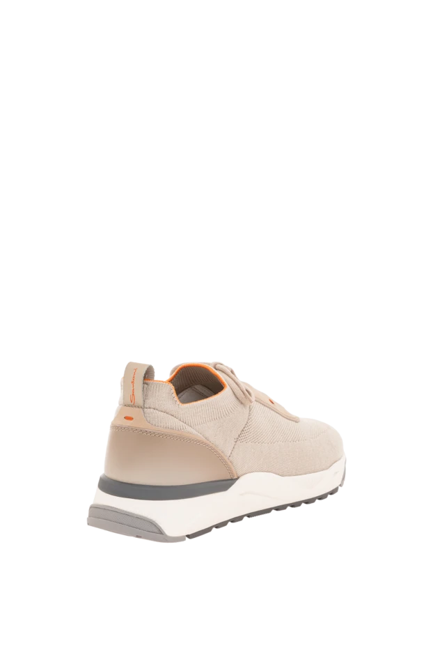 Santoni бежевые комбинированные кроссовки с оранжевой отделкой 193510 - фото 3