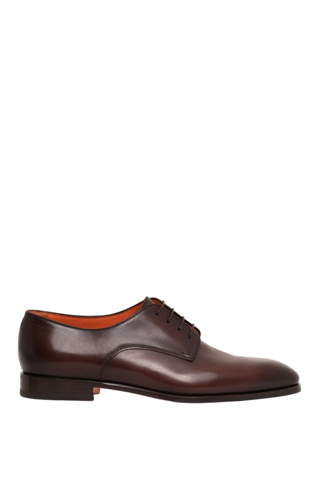 Men's dark brown leather derby shoes - photo 1