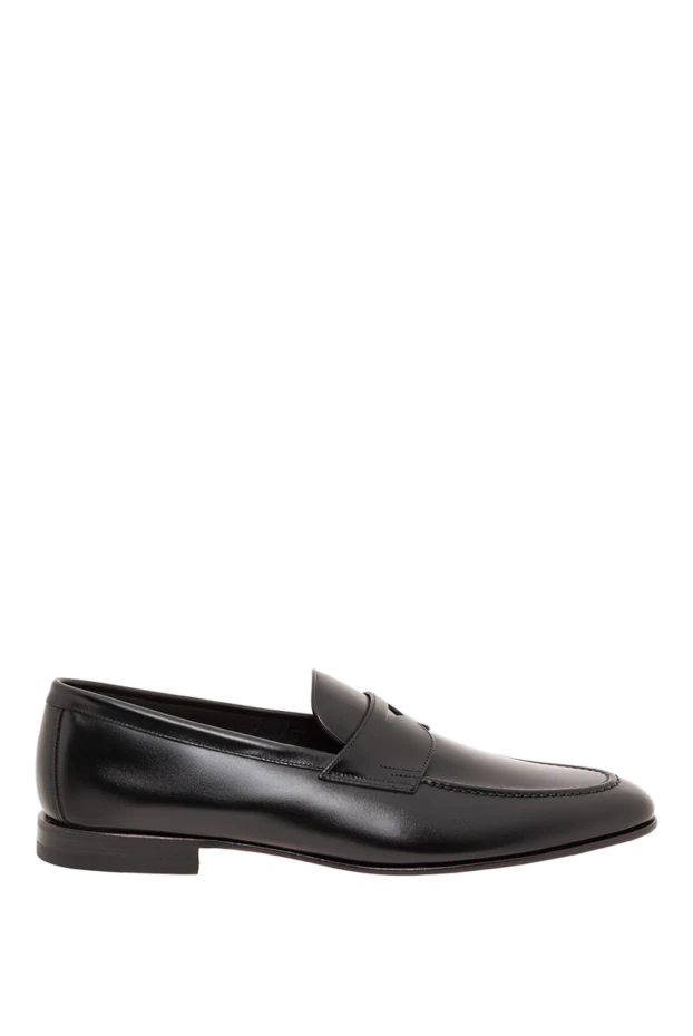 Мужские кожаные лоферы черные с классическим дизайном - фото 1