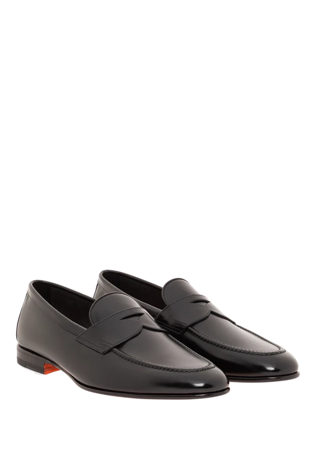 Santoni мужские кожаные лоферы черные с классическим дизайном 193515 - фото 2