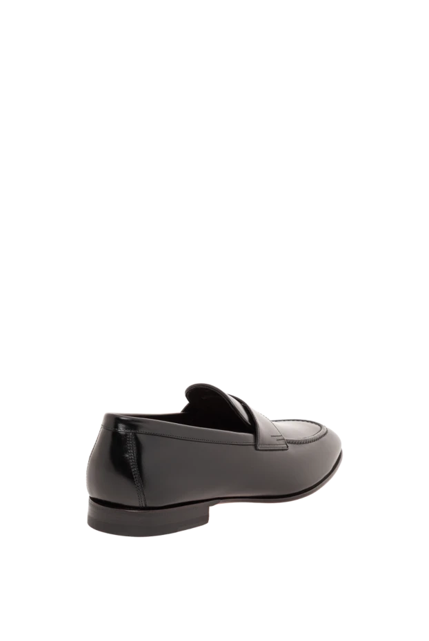 Santoni men's black leather loafers with a classic design 193515 - photo 3
