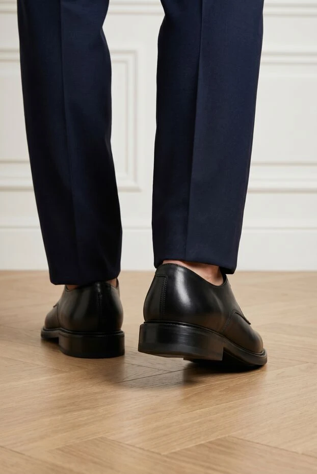 Men's black leather derby shoes - photo 2