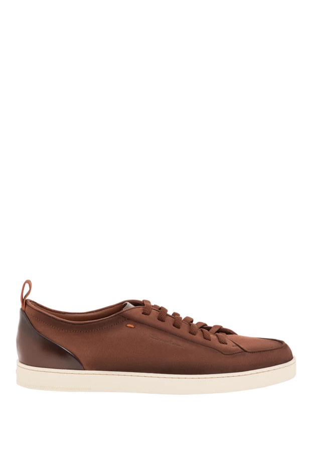 Нубук былғарыдан жасалған ерлерге арналған қоңыр түсті кроссовкалар - фото 1