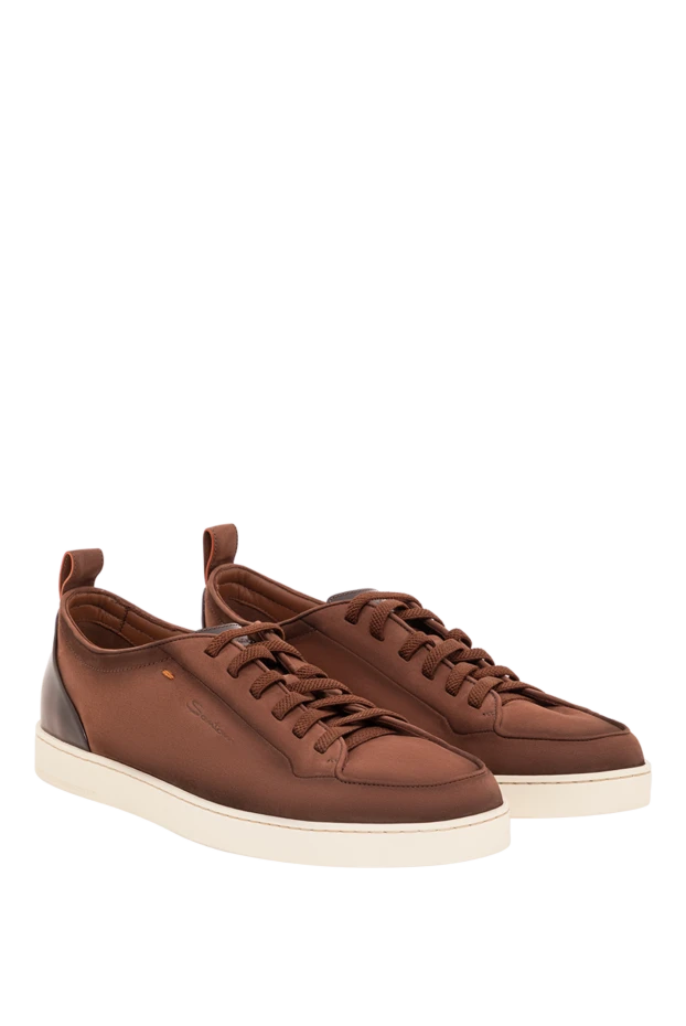 Santoni men's brown off-duty sneakers made of nubuck leather 193525 - photo 2
