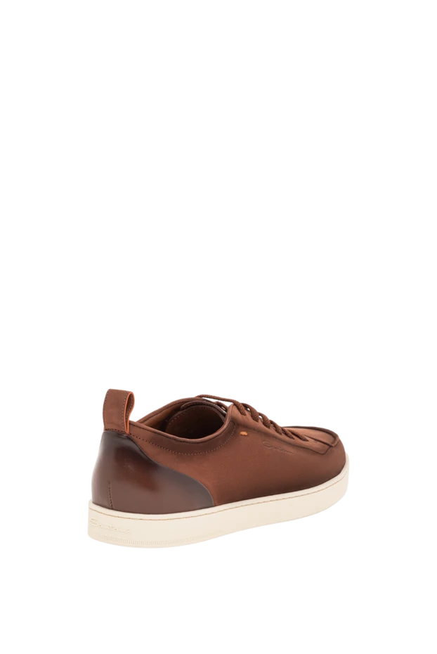 Santoni мужские коричневые кроссовки off-duty из нубука 193525 - фото 3