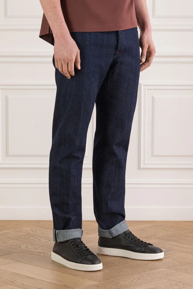 Kiton мужские темно-синие джинсы из высококачественного денима 193532 - photo 3