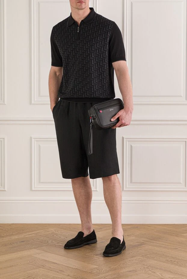 Kiton черные шорты бермуды из льна с эластичным поясом и кулиской 193544 - фото 2