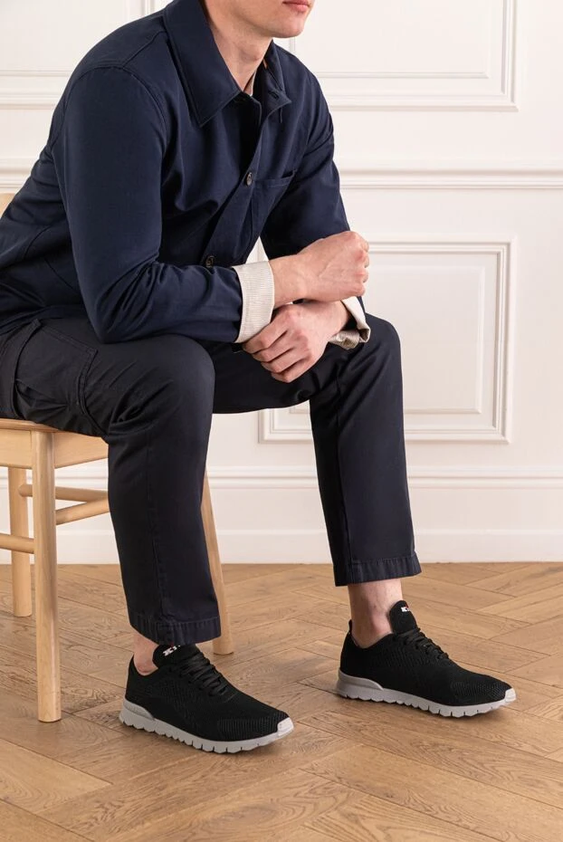 Kiton черные мужские кроссовки из трикотажа с серой подошвой 193551 - фото 2