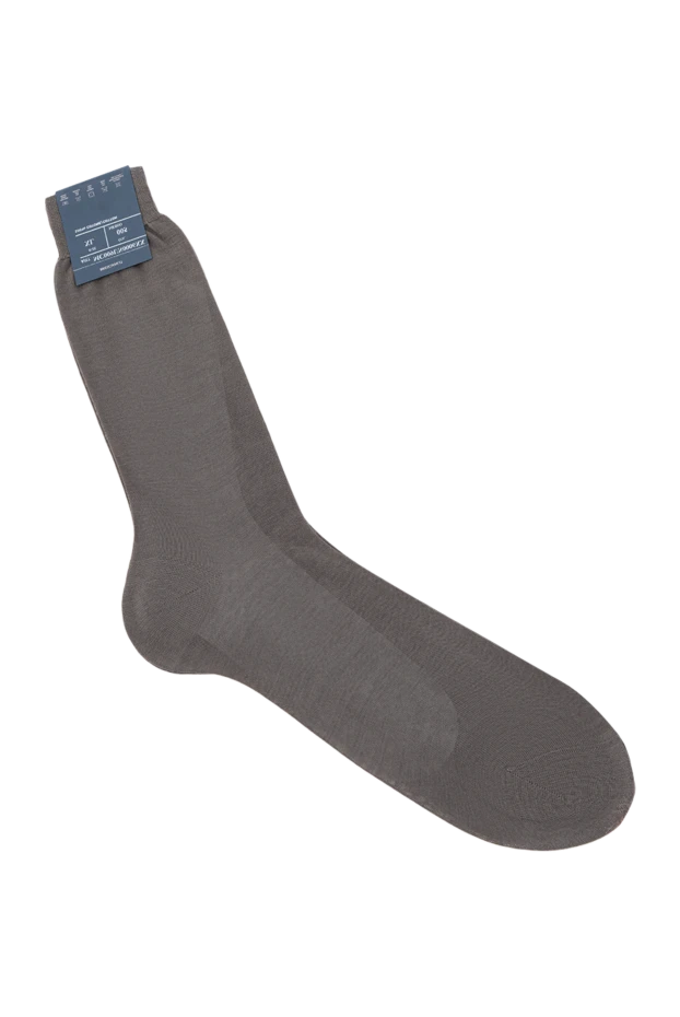 Men's plain gray cotton socks - photo 2