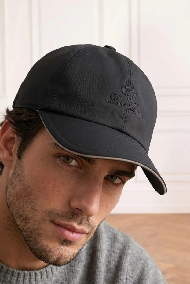 Dark grey microfiber baseball cap with embroidered crest logo - photo 2