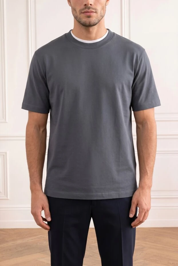 Loro Piana мужская серая футболка ray из хлопкового трикотажа 193639 - фото 1