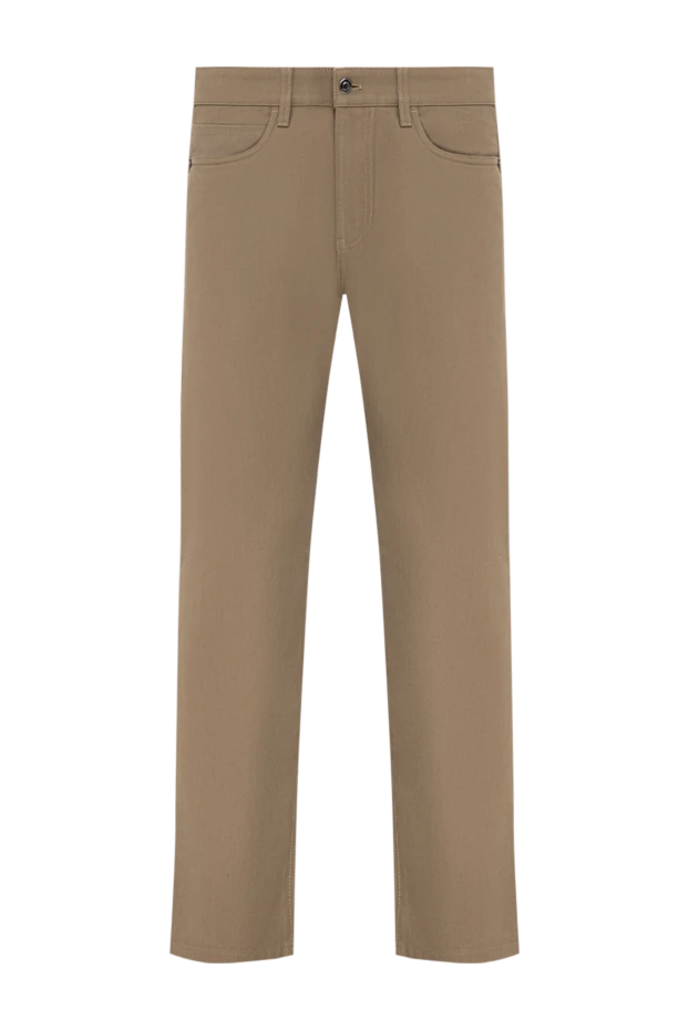 Loro Piana men's straight-leg beige quarona jeans with a simple leather patch 193642 - photo 1