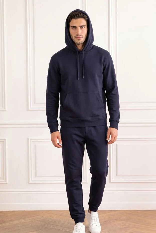 Loro Piana темно-синий мужской трикотажный спортивный костюм классического кроя 193643 - фото 1