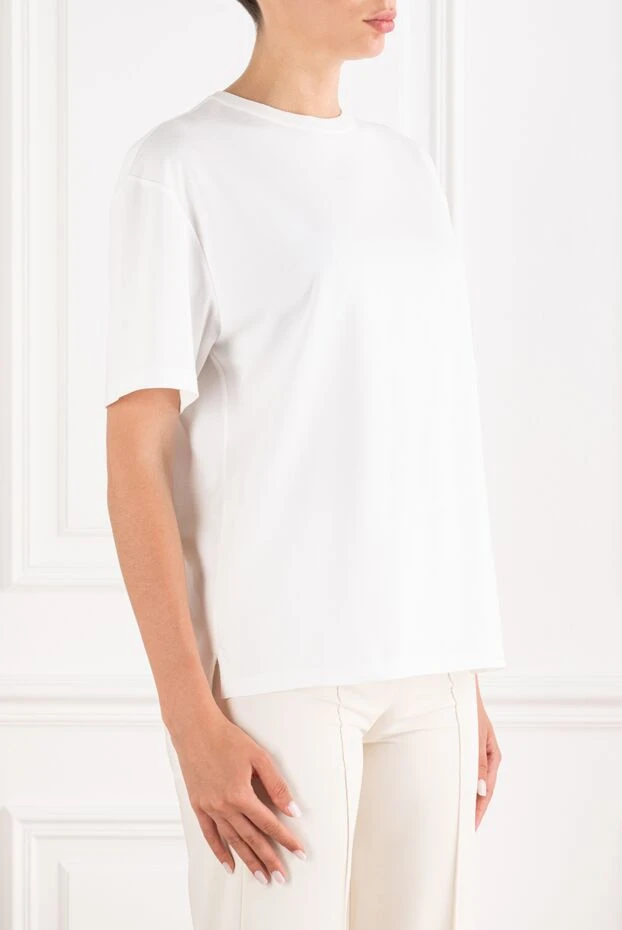 Loro Piana базовая белая хлопковая футболка прямого кроя с круглым вырезом 193645 - фото 3