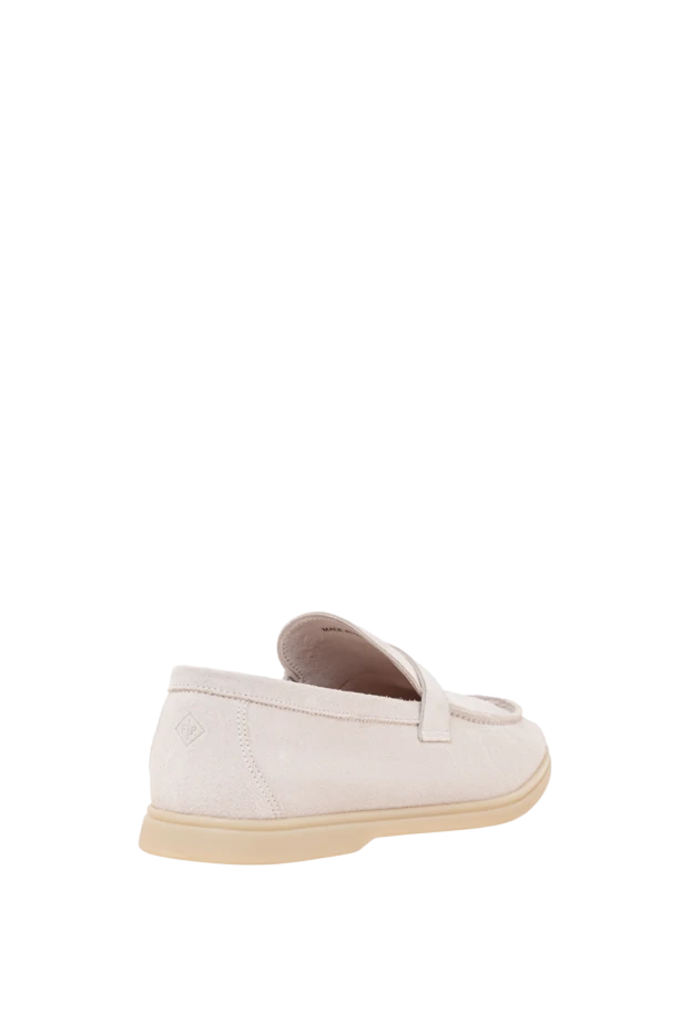 Fleur de Paris женские лоферы из мягкой белой замши с металлическими подвесками 193658 - фото 3