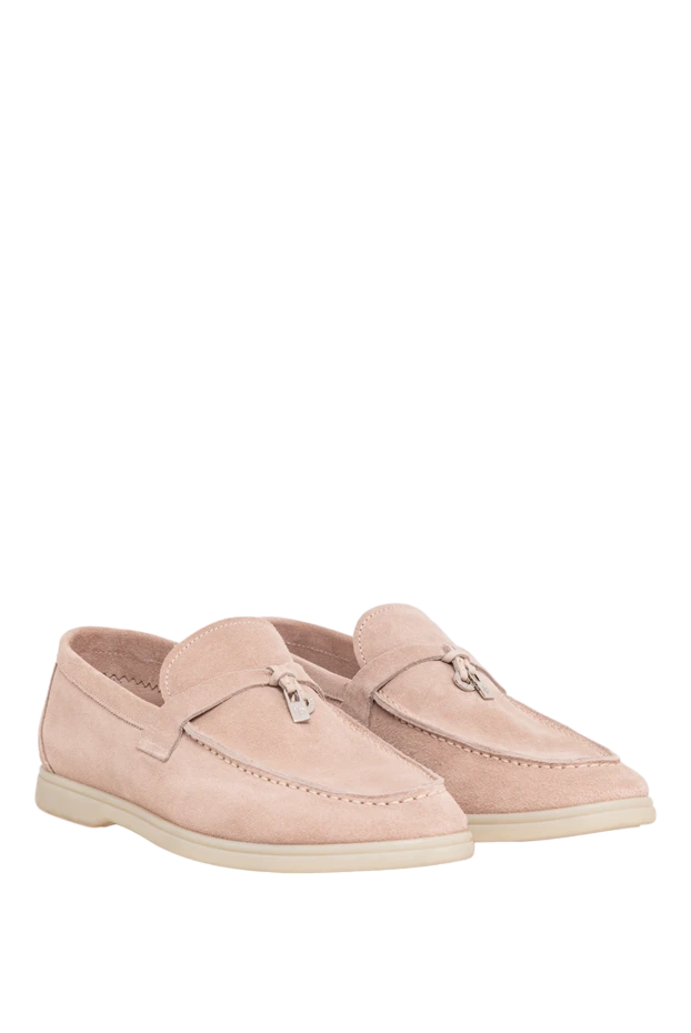 Fleur de Paris sand-beige suede loafers with metal charms 193659 - photo 3
