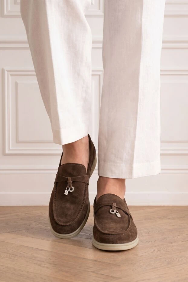 Fleur de Paris brown suede loafers with metal charms 193663 - photo 2
