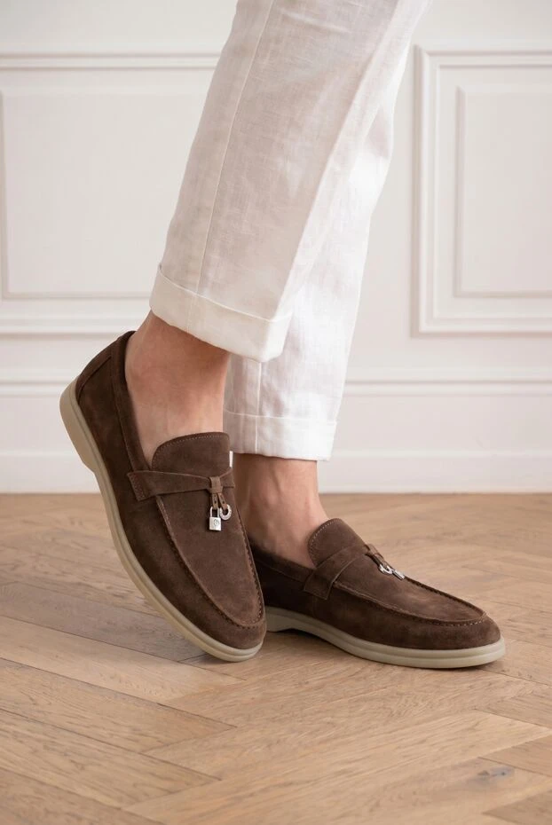 Fleur de Paris brown suede loafers with metal charms 193663 - photo 1