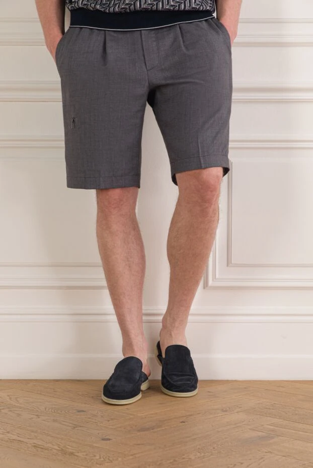 Cesare di Napoli мужские мюли из синей замши на светлой подошве 193673 - фото 2