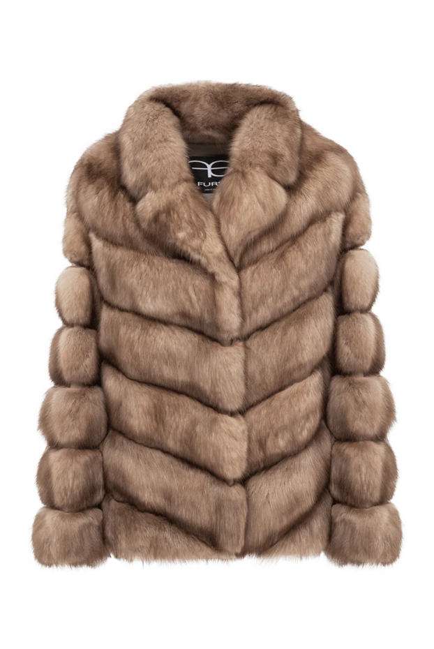 FG Furs укороченная женская шуба из натурального соболя с диагональной раскладкой меха 193693 - фото 1