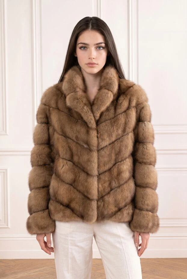 FG Furs a short women's fur coat made of natural sable with a diagonal fur layout 193693 - photo 1