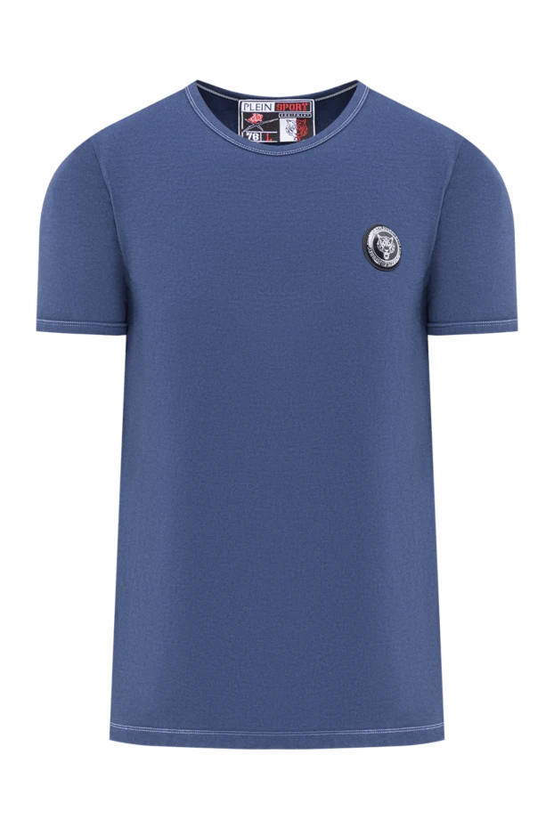 Men's indigo t-shirt with a round rubberized patch - photo 1