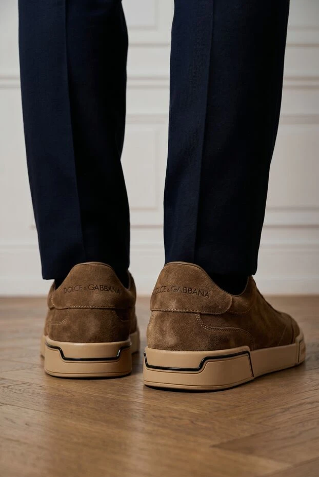 Dolce & Gabbana men's brown suede portofino yacht round toe sneakers 193705 - photo 3