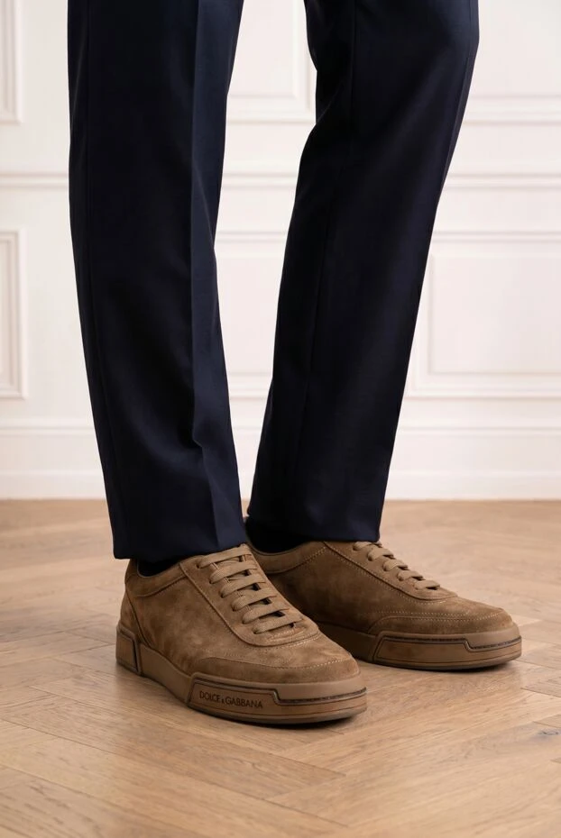 Dolce & Gabbana men's brown suede portofino yacht round toe sneakers 193705 - photo 1