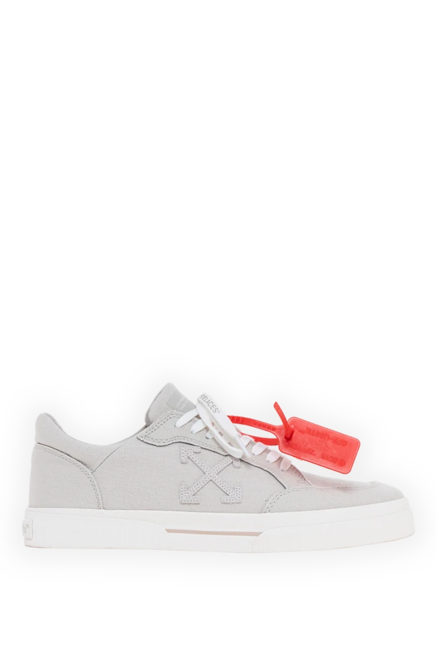 Off-White ашық сұр былғарыдан жасалған вулканизацияланған аласа кроссовкалар 193723 - фото 1