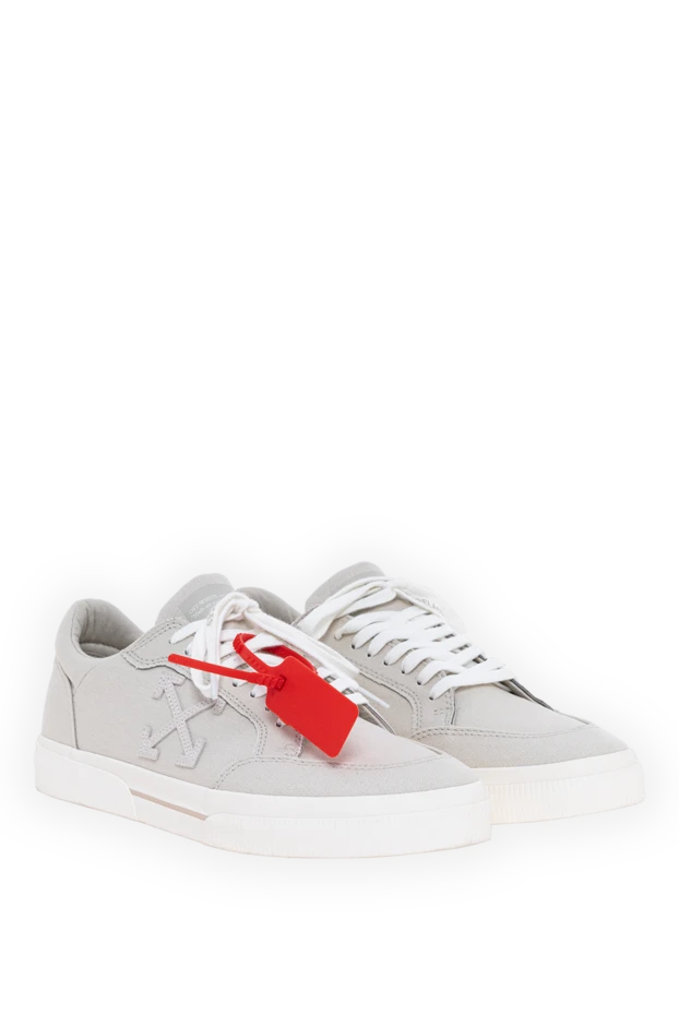 Off-White ашық сұр былғарыдан жасалған вулканизацияланған аласа кроссовкалар 193723 - фото 3