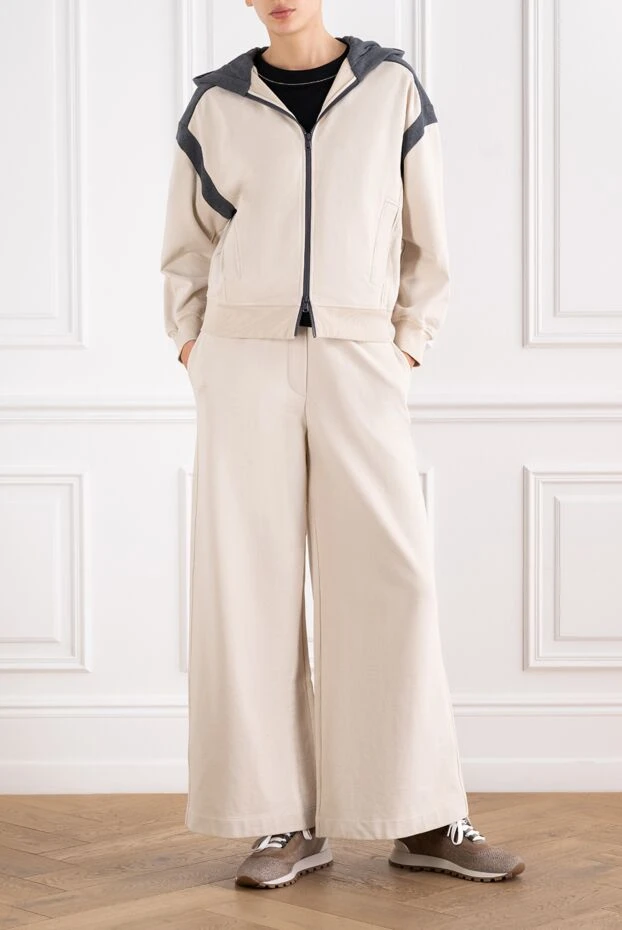 Brunello Cucinelli сыдырмасы және капюшоны бар әйелдерге арналған спорттық тоқылған костюм 193781 - фото 2