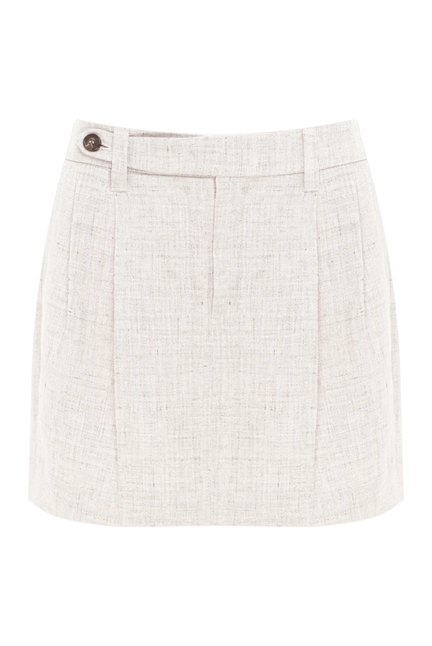 Brunello Cucinelli табиғи бежевый реңктегі, айқын құрылымды зығыр матадан жасалған мини юбка 193799 - фото 1