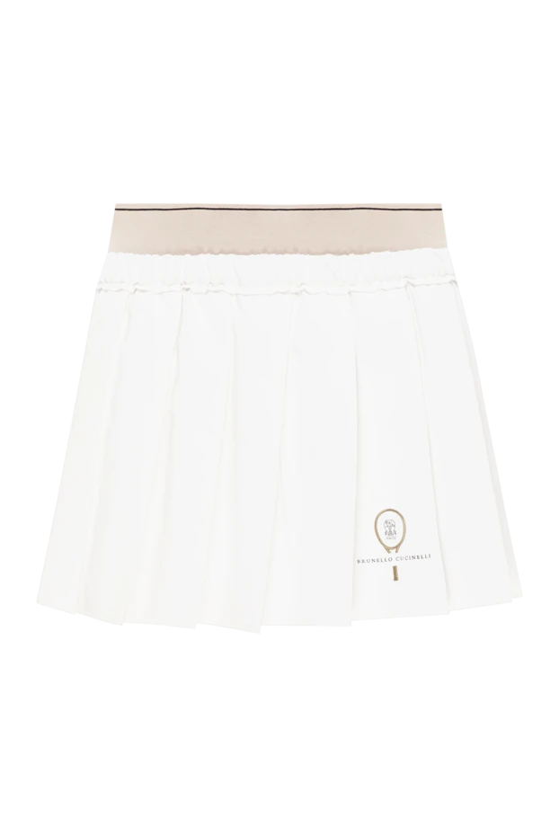 Brunello Cucinelli pleated white techno poplin tennis mini skirt 193801 - photo 1