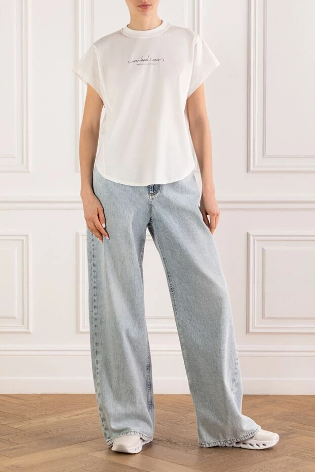 Brunello Cucinelli әйелдерге арналған ашық көк түсті кең аяқты джинсы шалбар 193802 - фото 2