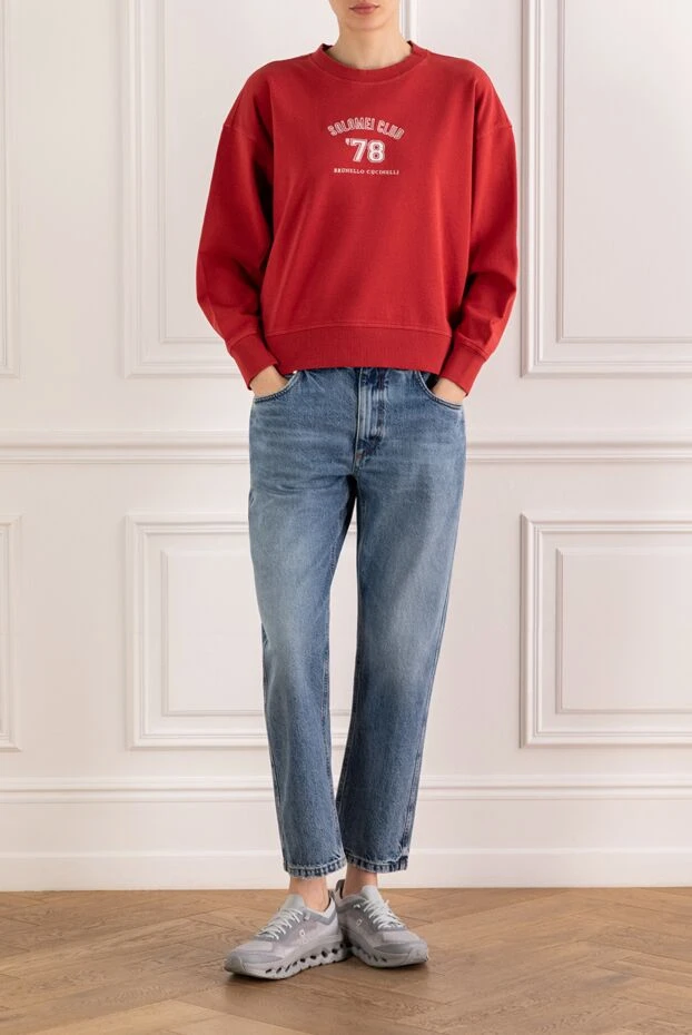 Brunello Cucinelli әйелдерге арналған көк түсті тік аяқты джинсы шалбар, ол мазасыз әсер қалдырады 193804 - фото 2