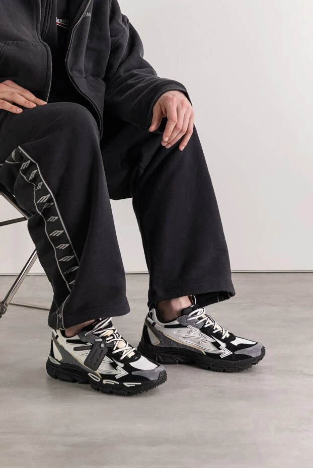 Off-White be right back қара және ақ замша түсті замша кроссовкалары 193815 - фото 2
