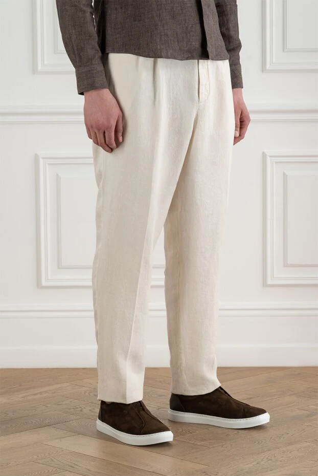 Brunello Cucinelli белые трикотажные брюки-джоггеры с золотистой фурнитурой 193827 - фото 3