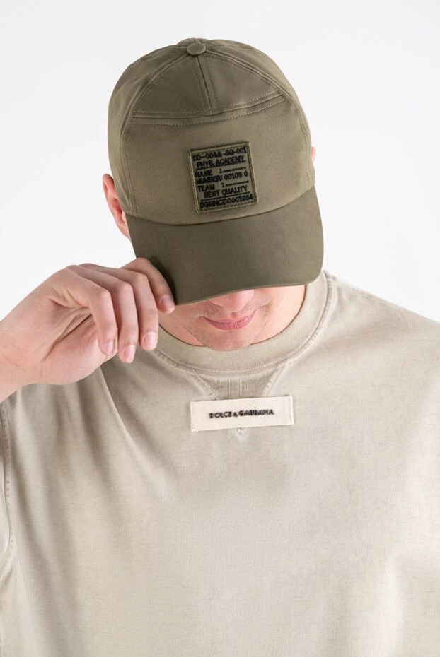 Dolce & Gabbana men's cotton baseball cap in khaki with a chevron patch 193832 - photo 2