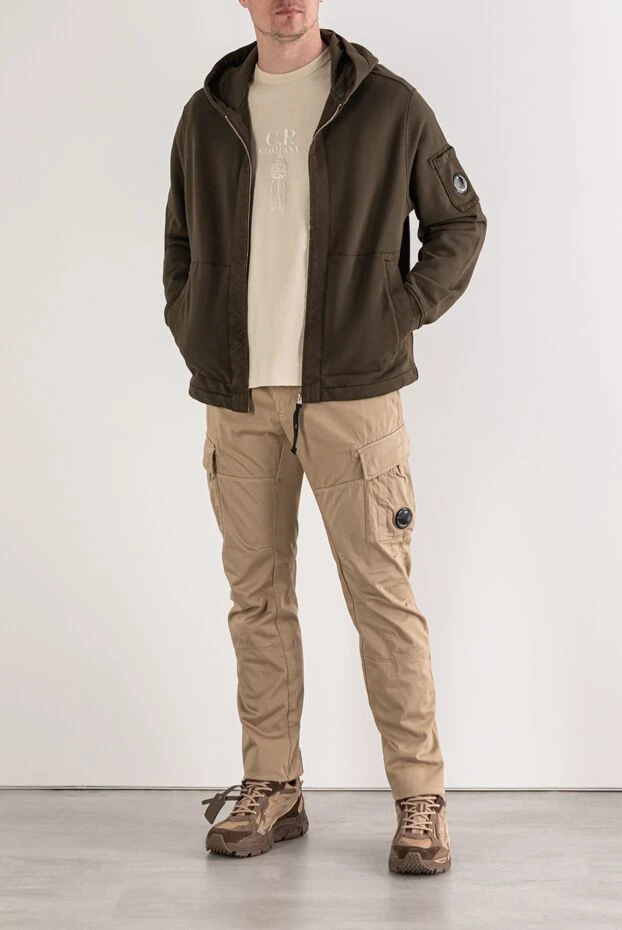 C.P. Company men's khaki cotton jersey zip-up sweatshirt 193869 - photo 2