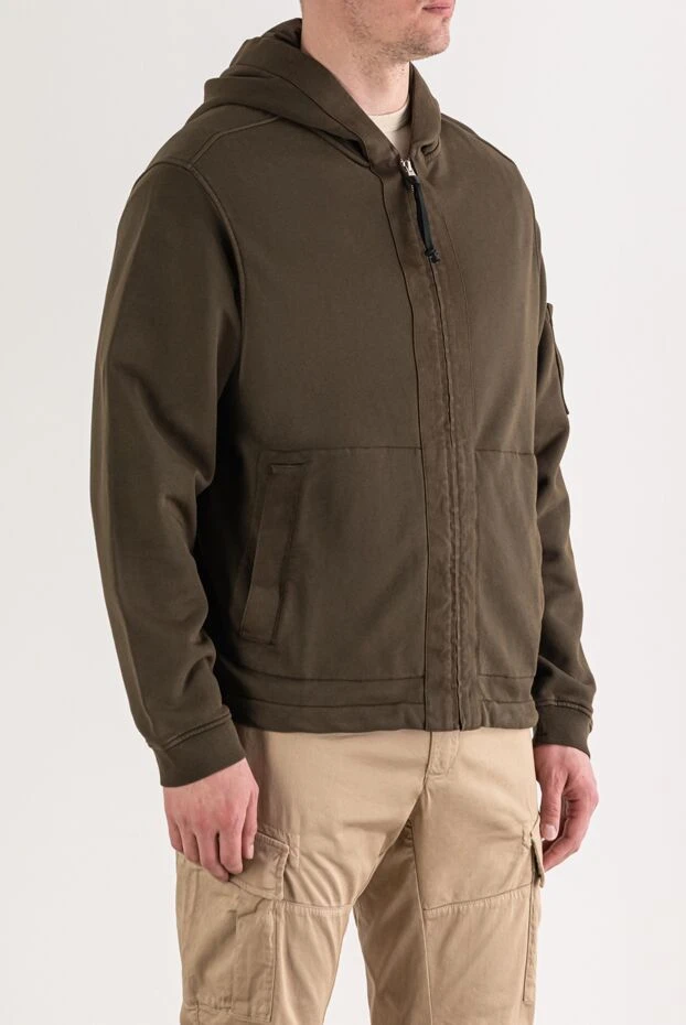 C.P. Company men's khaki cotton jersey zip-up sweatshirt 193869 - photo 3