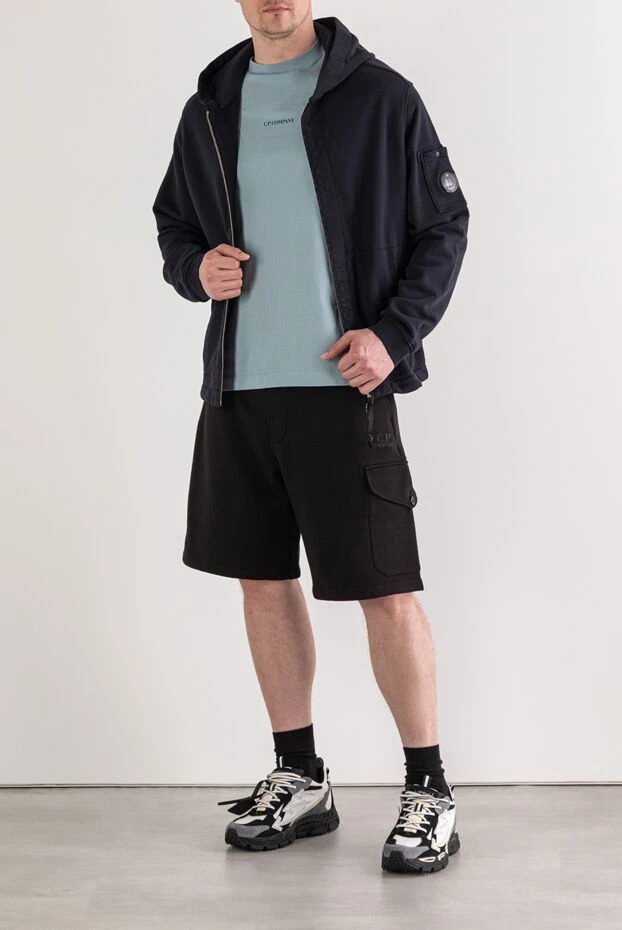 Men's blue cotton jersey zip-up sports jacket - photo 2