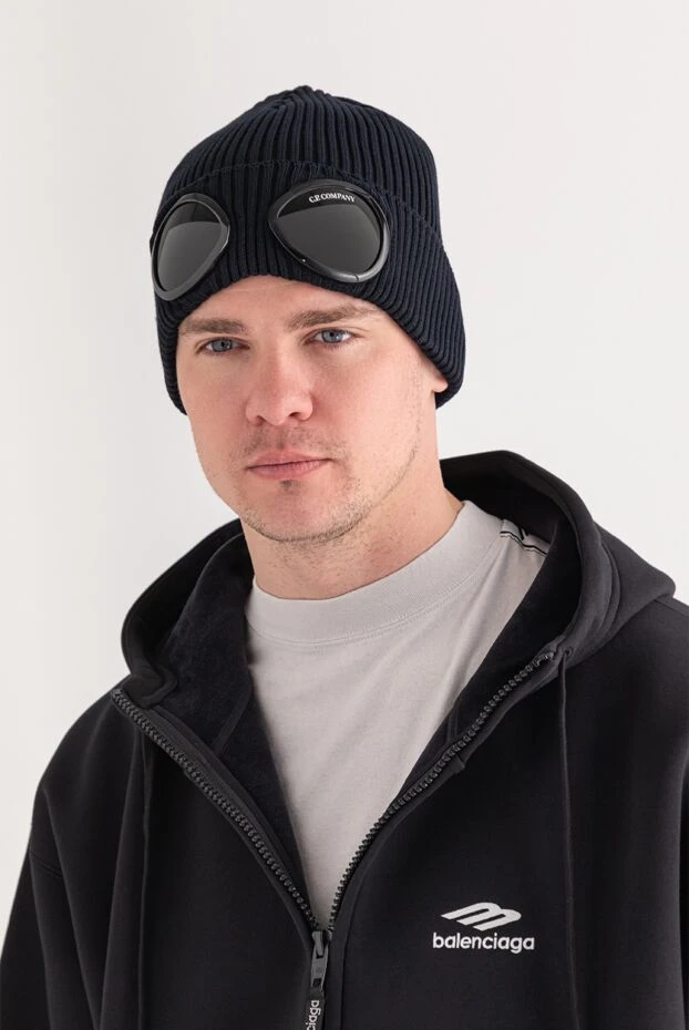 C.P. Company men's blue knitted beanie hat with distinctive built-in 193890 - photo 2