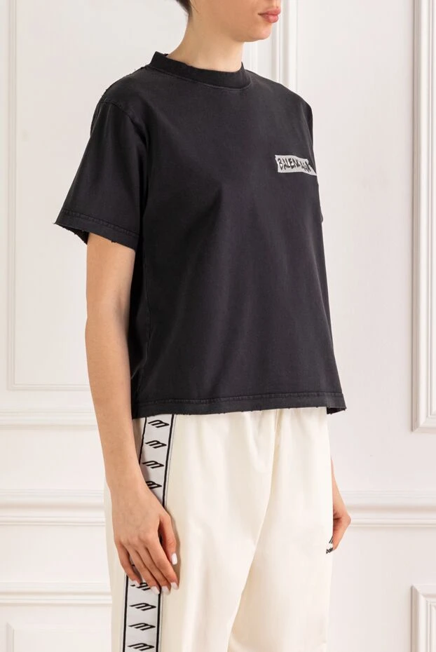 Balenciaga black women's oversized cotton t-shirt 193896 - photo 3