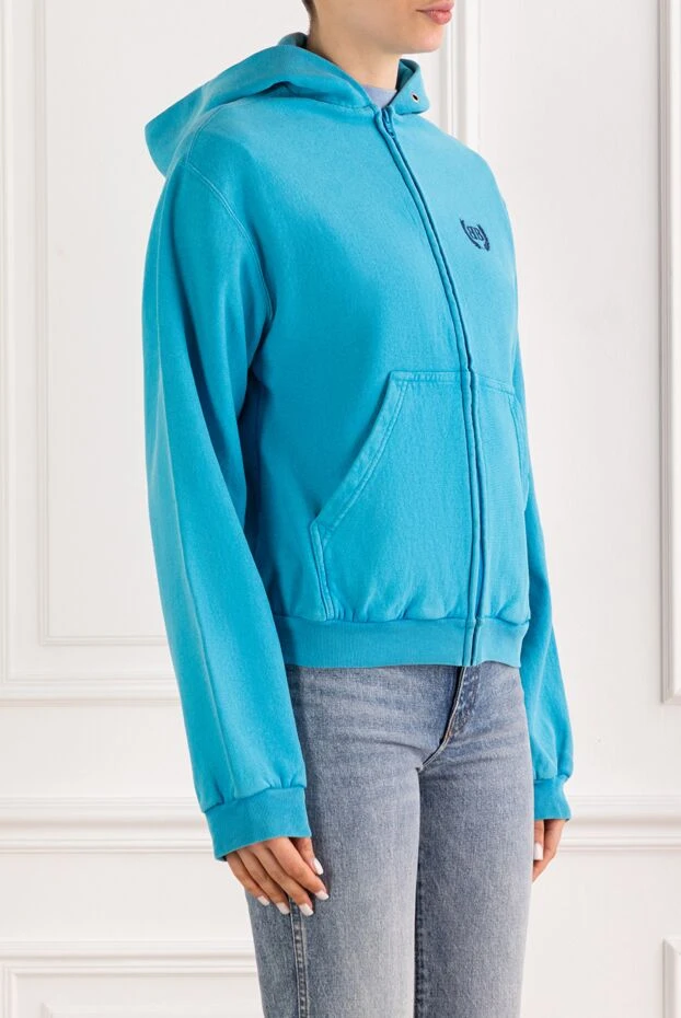 Balenciaga капюшоны және сыдырмасы бар ашық көк түсті кең жемпір 193899 - фото 3
