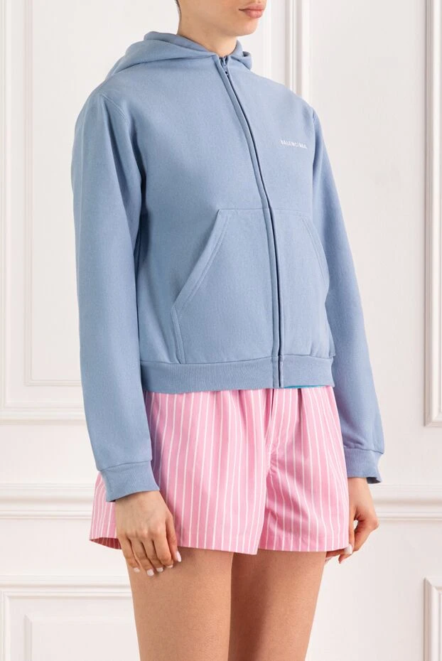 Balenciaga артқы жағында бренд логотипі бар ашық көк түсті сыдырмалы капюшон 193900 - фото 3