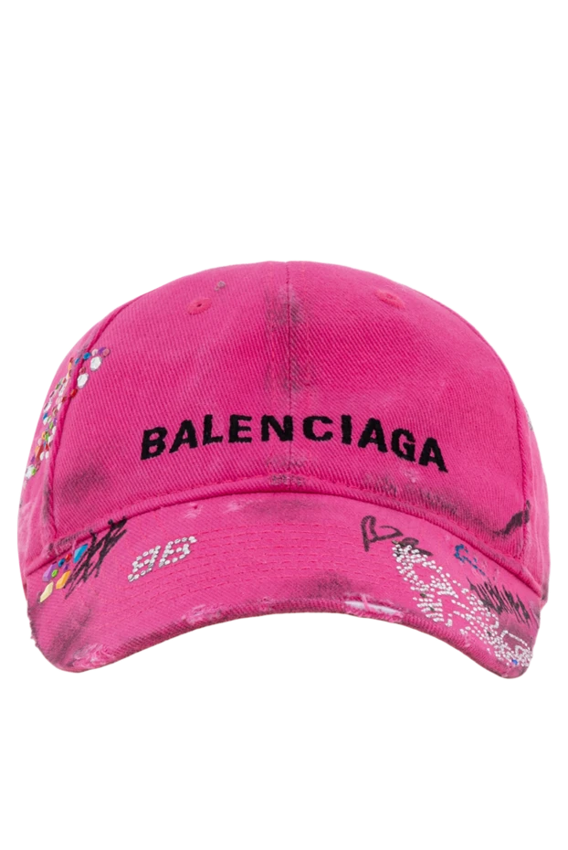 Balenciaga кестеленген логотипі және мазасыздандырылған әсері бар қызғылт upcycled қалпақ 193904 - фото 1