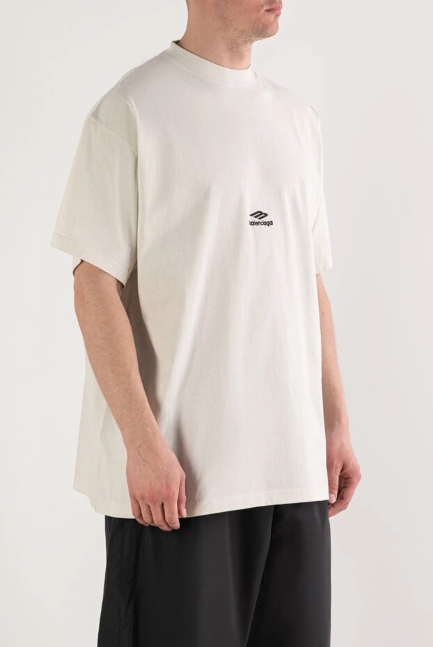 Balenciaga white men's oversized t-shirt with a miniature logo 193928 - photo 2