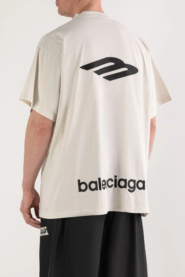 Balenciaga white men's oversized t-shirt with a miniature logo 193928 - photo 3
