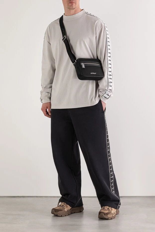 Balenciaga light gray men's oversized long sleeve top with branded stripes on the sleeves 193929 - photo 1