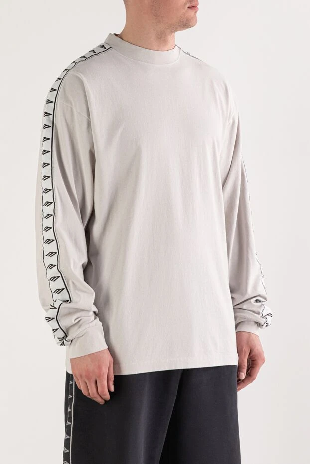 Balenciaga light gray men's oversized long sleeve top with branded stripes on the sleeves 193929 - photo 2